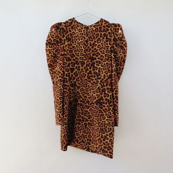 Lovers + Friends Dress Womens Small New Leopard Animal Print Puff Sleeve Mini - Picture 10 of 16